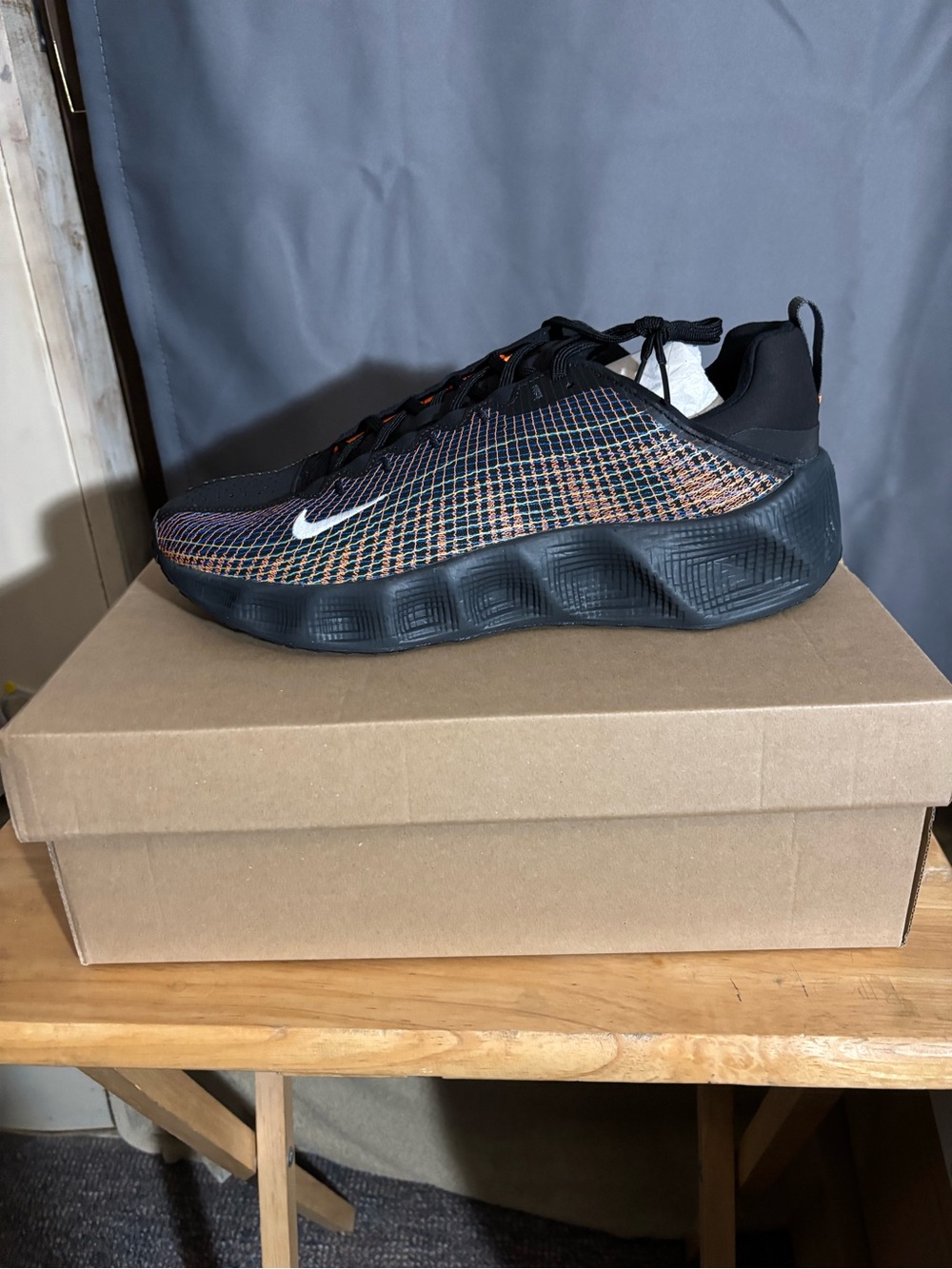 Nike Men’s Black with Orange Accents Mesh Sneaker